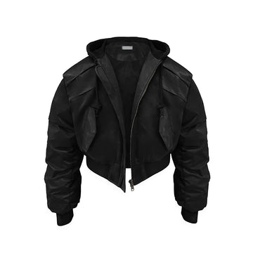 Cropped Hooded Bomber Jacket